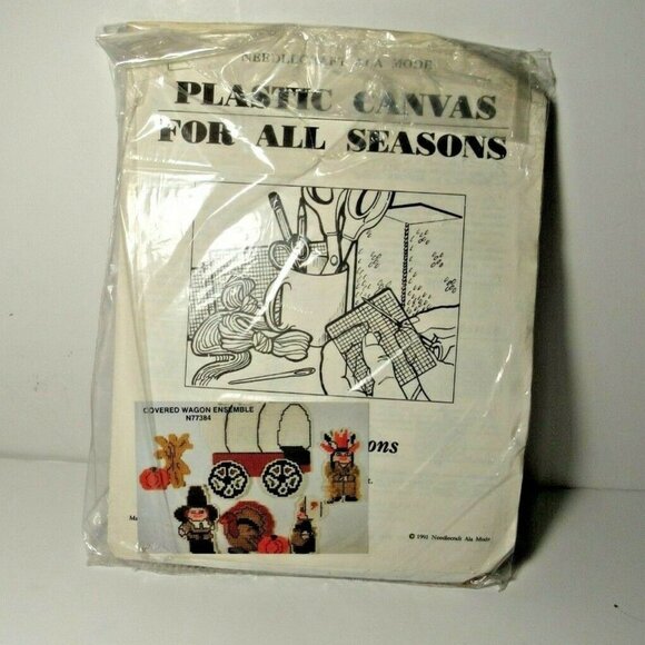 Vintage Plastic Canvas Kit Covered Wagon Ensemble - Picture 1 of 4